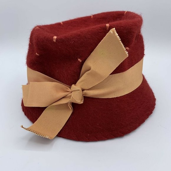 Vintage 50s Terry Sales Corporation Hat 100% Wool Shagfelt With Tafta Ribbon MCM - Picture 2 of 9